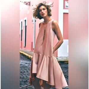 Maeve Camillia Drop Waist Dress Womens Medium Blush Pink Ruffled Asymmetrical
